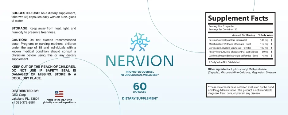 Nervion  Supplement Label